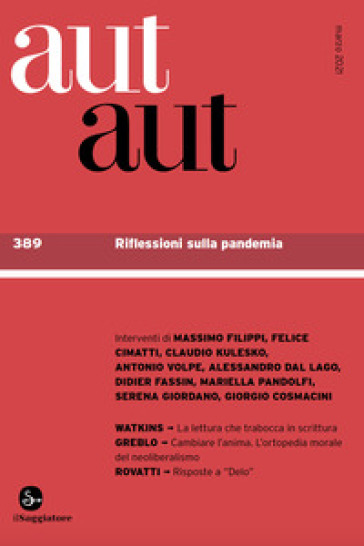 Aut aut. Vol. 389: Riflessioni sulla pandemia