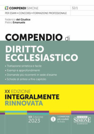 Compendio di diritto ecclesiastico - Federico Del Giudice, Pietro Emanuele  - Libro - Mondadori Store