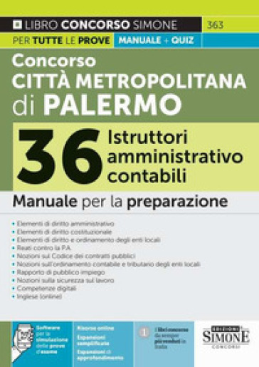 Concorso Città Metropolitana di Palermo. 36 istruttori amministrativo contabili. Manuale p...