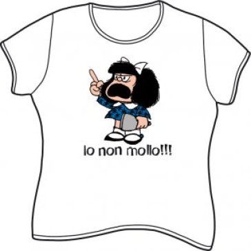 Mafalda. Io non mollo. T-Shirt Modello femminile. Taglia M manica corta.  Colore bianco - Quino - idee regalo - Mondadori Store
