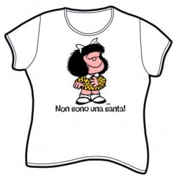 Mafalda. Non sono una santa! T-Shirt modello femminile. Maniche corte.  Taglia S. Colore bianco - - idee regalo - Mondadori Store