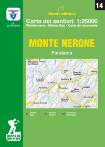 Monte Nerone. Fondarca. Carta dei sentieri 1:25.000